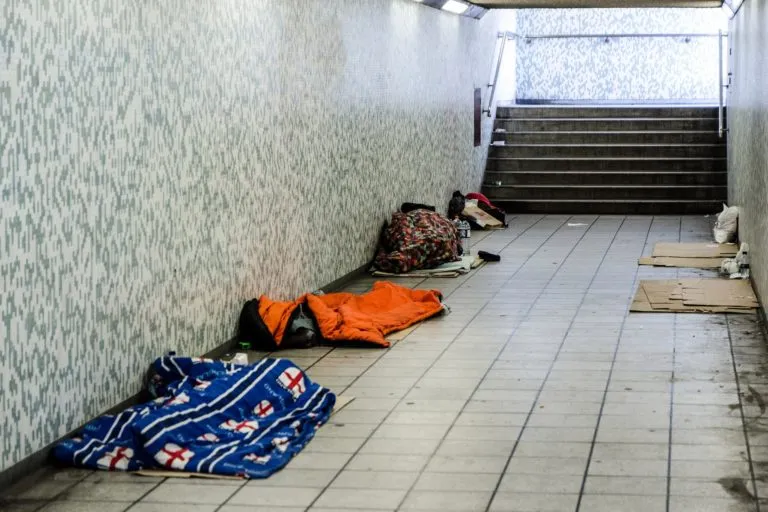 Underpass with sleeping bags