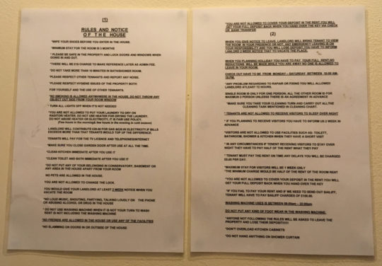 These rules were pinned to the wall in a Newham property where the landlord were breaching the terms of their licence